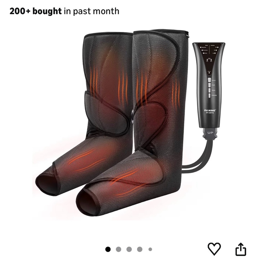 Leg Air Compression Calf and Foot Massager - Black with Orange Accents